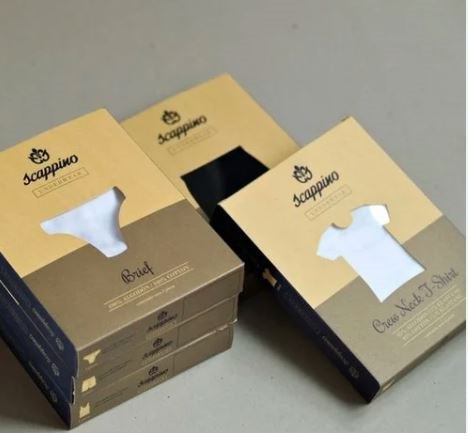 Size-graded innerwear cartons with barcode and MRP panels