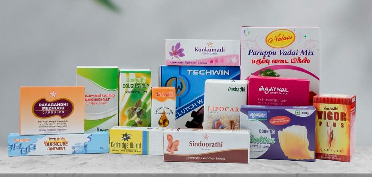 Hygiene product carton printed on 300 GSM FBB with gloss lamination