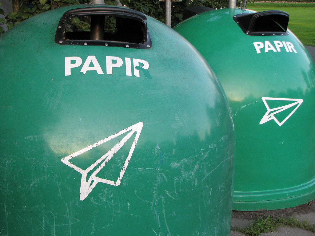 Illustrative photograph of paper collected for recycling